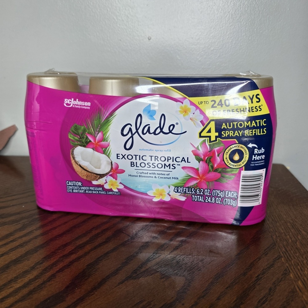 Glade Automatic Spray Refills Exotic Tropical Blossoms 6.2oz (4 Pack) NEW SEALED